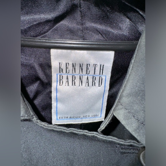 Kenneth Barnard Fifth Avenue Black Button Down Rain Trench Coat Size 44 Reg - Picture 3 of 6